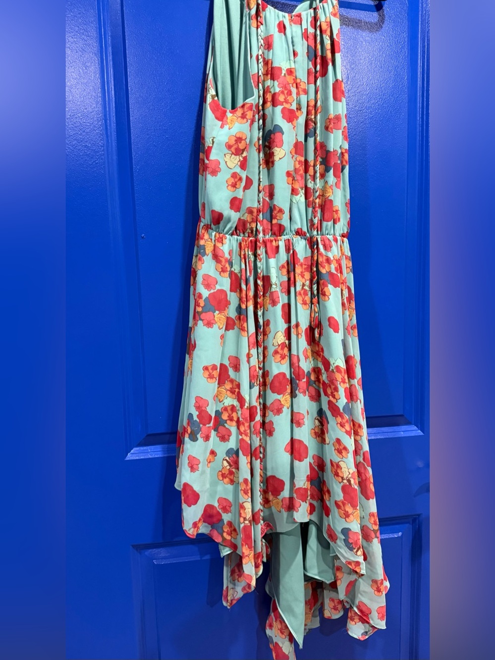 Jessica Simpson Mint High-Low Dress with Red Floral Print